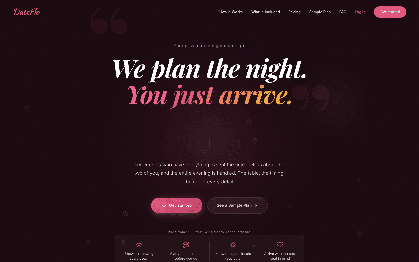 The dateflo.com landing page