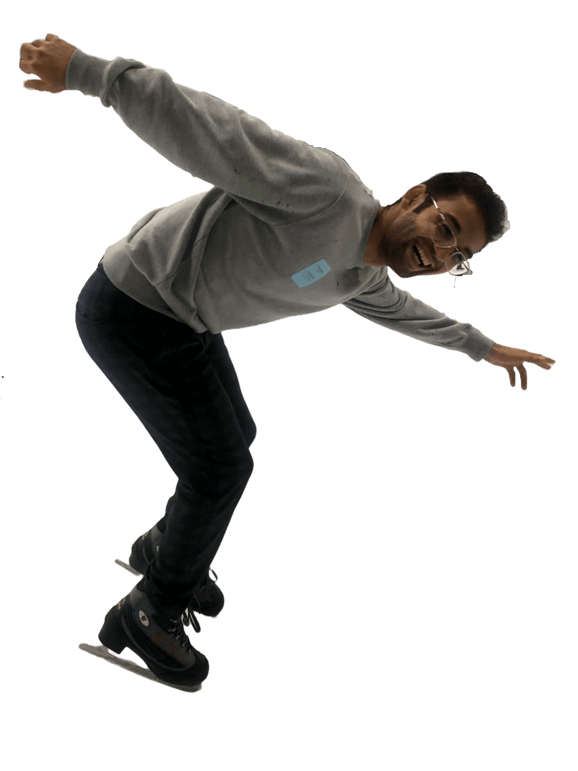 Mohammad ice skating on a rink